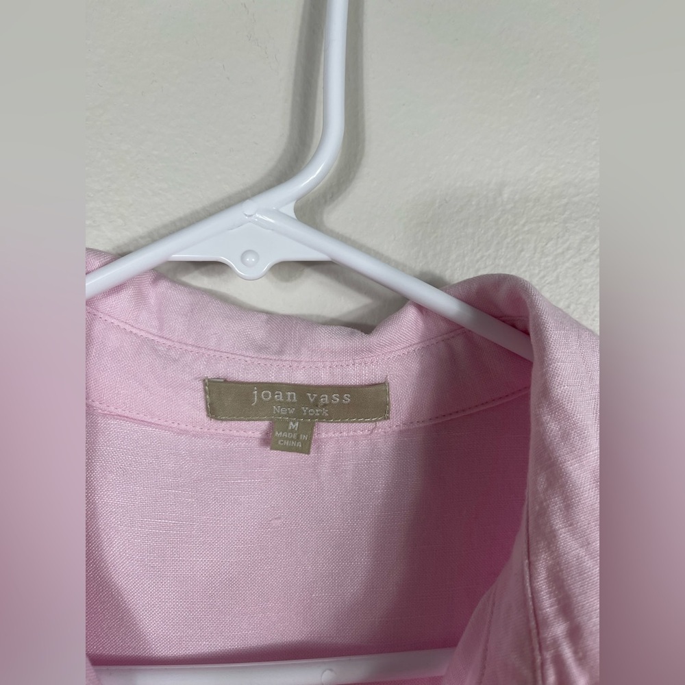 Joan Vass NY Elegant Pink Button Down Women's Shirt Linen Work Career Size M - Picture 7 of 16